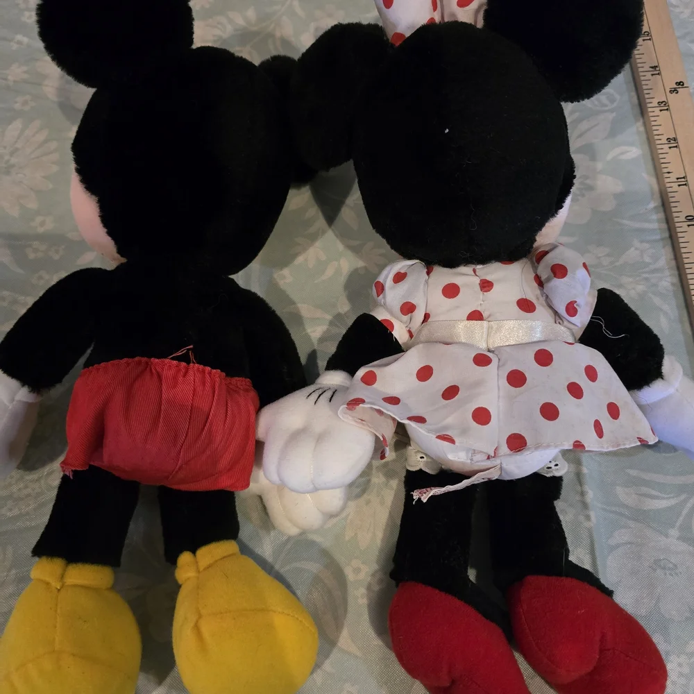 Vintage Applause Classic Mickey and Minnie Mouse Plush Set - Black, Red, Yellow